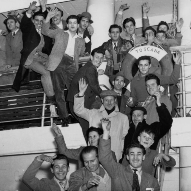 A group of migrants on a ship