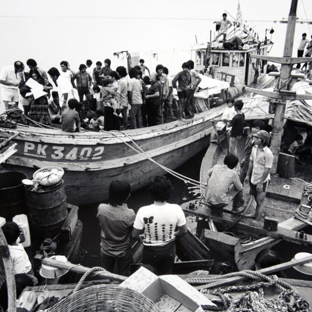 Black and white photograph of boat Tu Do
