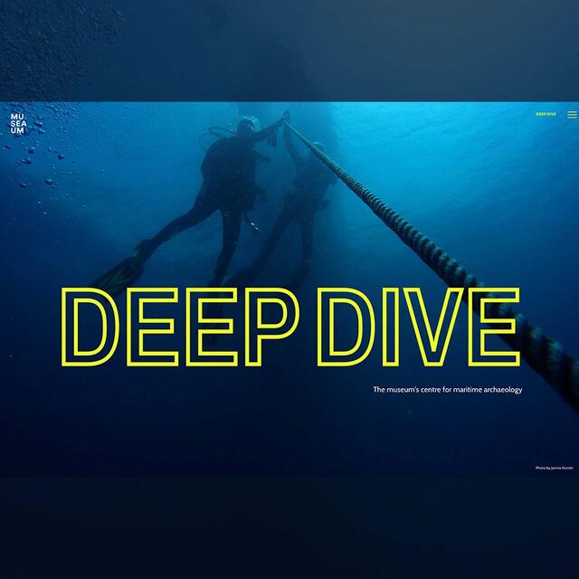 Front page of Deep dive webpage showing divers 