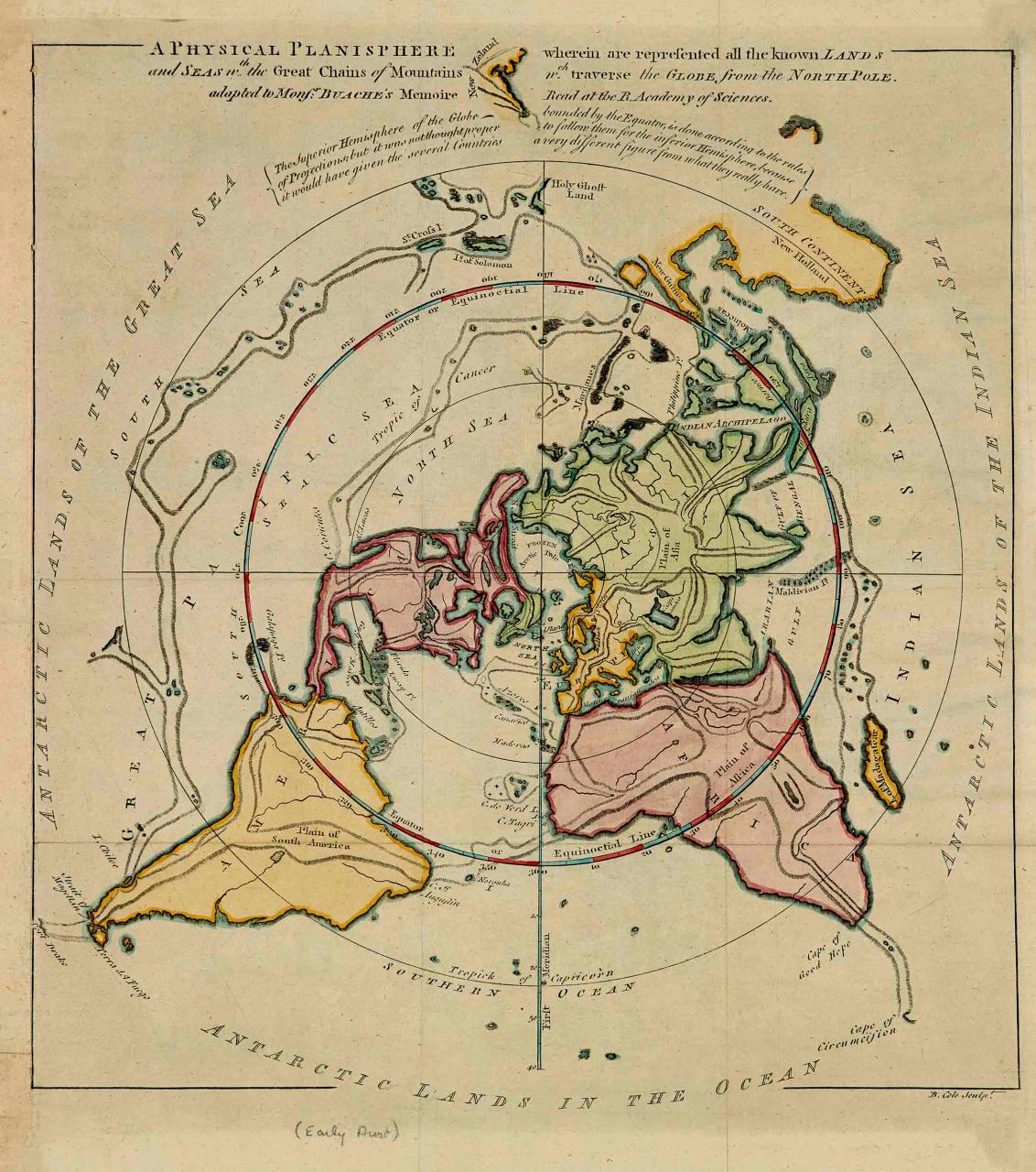 A hand drawn early map of the world 