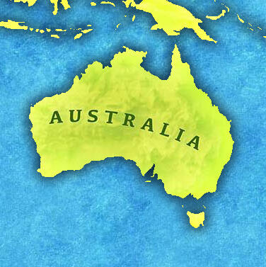 Illustraited map showing the outline of Australia